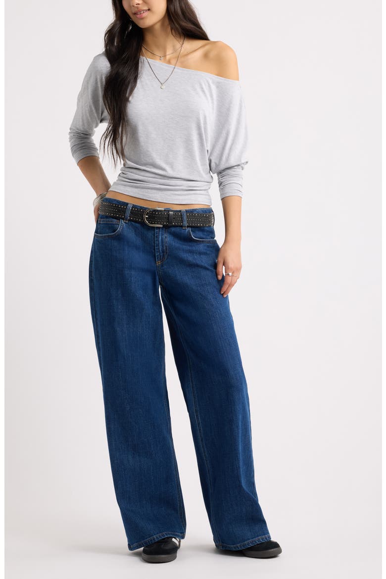 Long Sleeve Cinch Waist Top, Alternate, color, GREY SOFT HEATHER