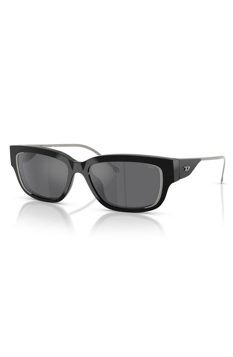 DIESEL<sup>®</sup> Geck-D 56mm Rectangular Sunglasses, Alternate, color, Black/ Grey Silver Mirror