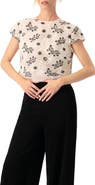 IVONNE Floral Embroidered See-Though Crop Top