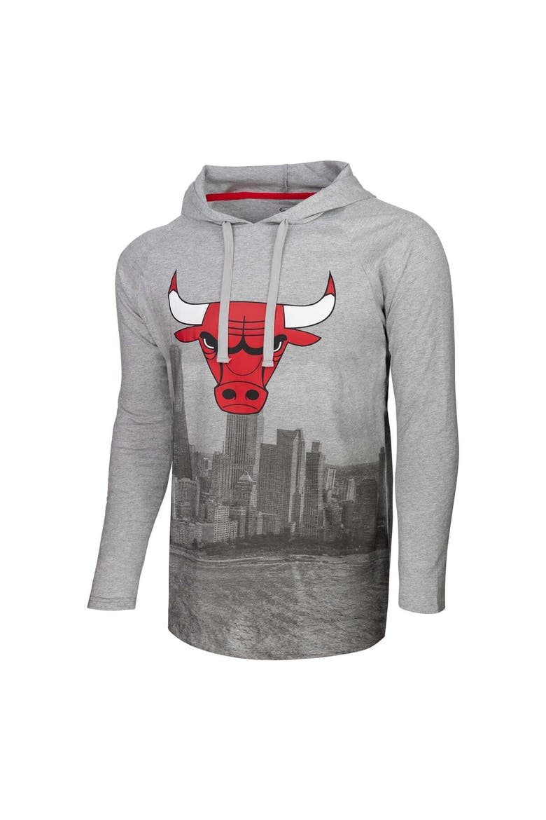 Men's Stadium Essentials Heather Gray Chicago Bulls Atrium Raglan Long Sleeve Hoodie T-Shirt, Alternate, color, Heather Gray