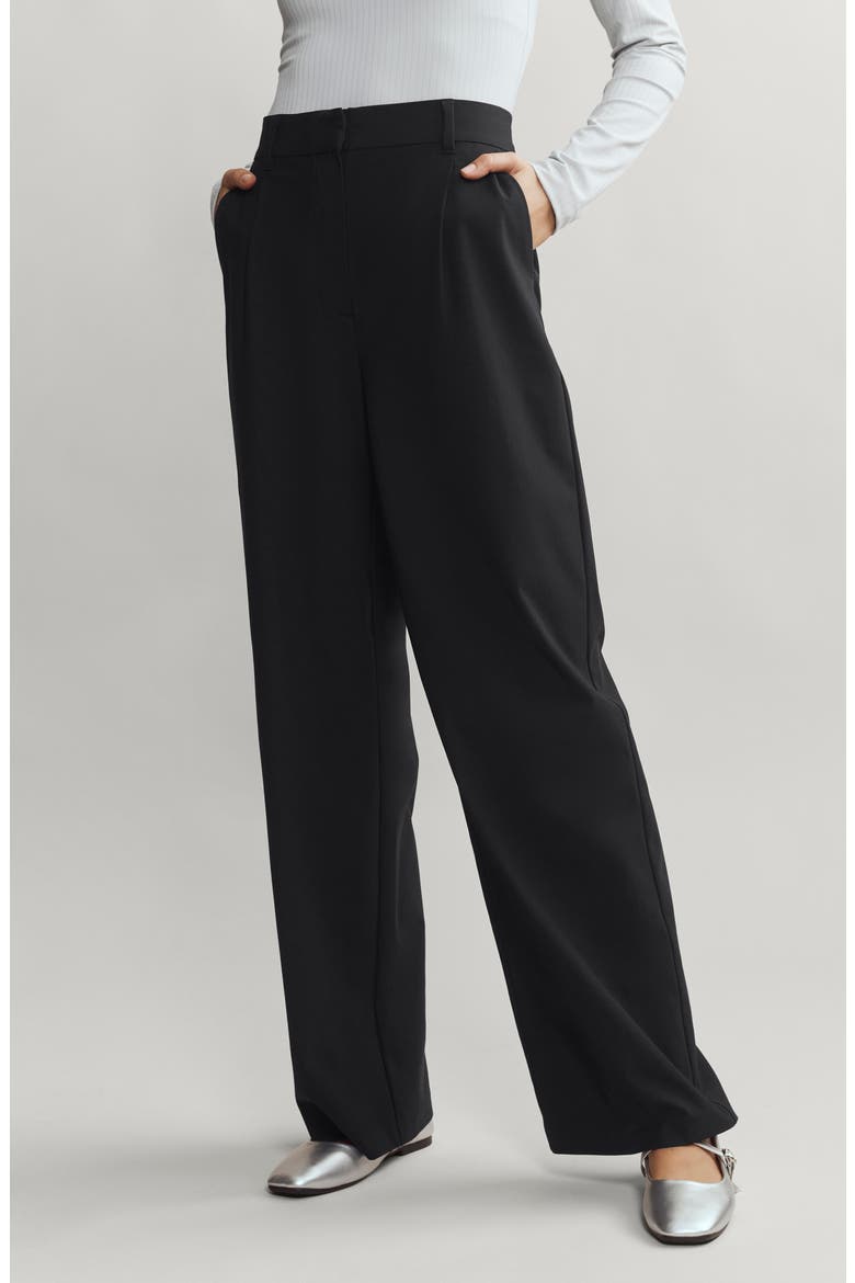 Commuter Pleat Pants, Main, color, BLACK