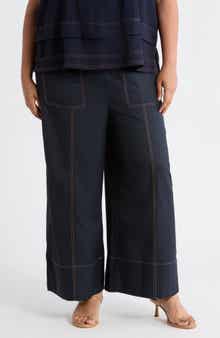 Adrianna Papell Topstitched Wide Leg Pull-On Pants