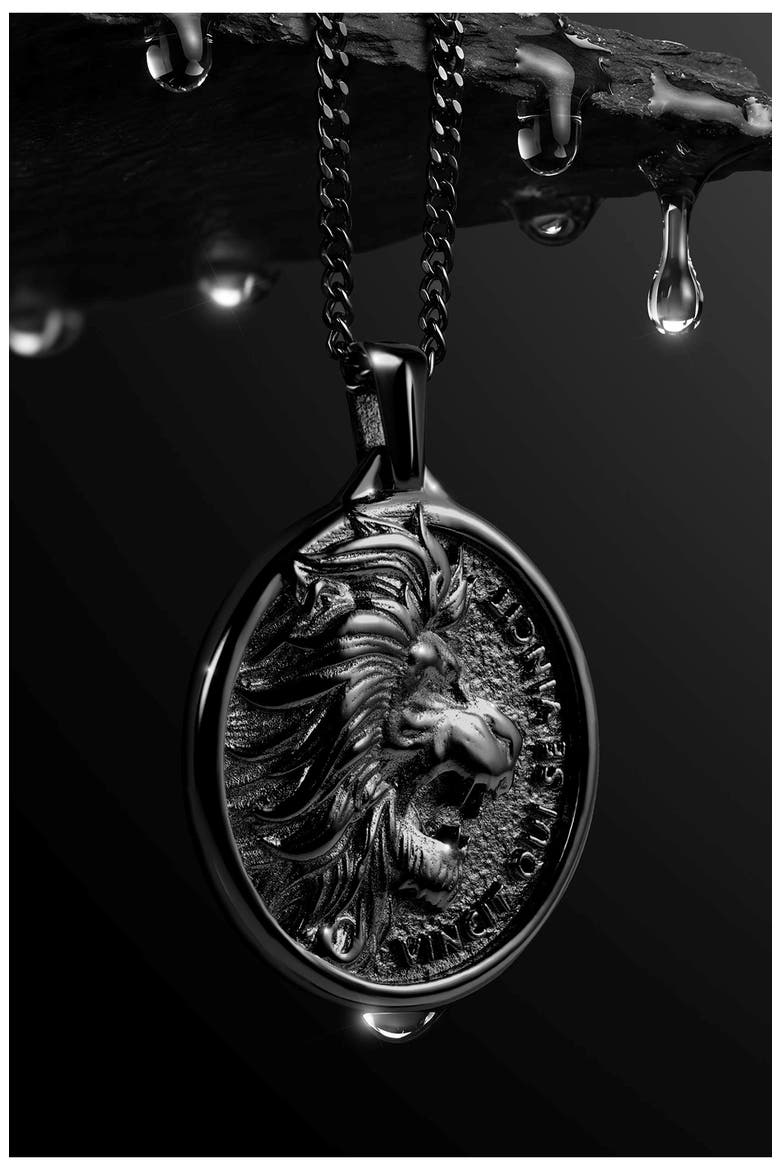 Lion Pendant Necklace, Alternate, color, BLACK