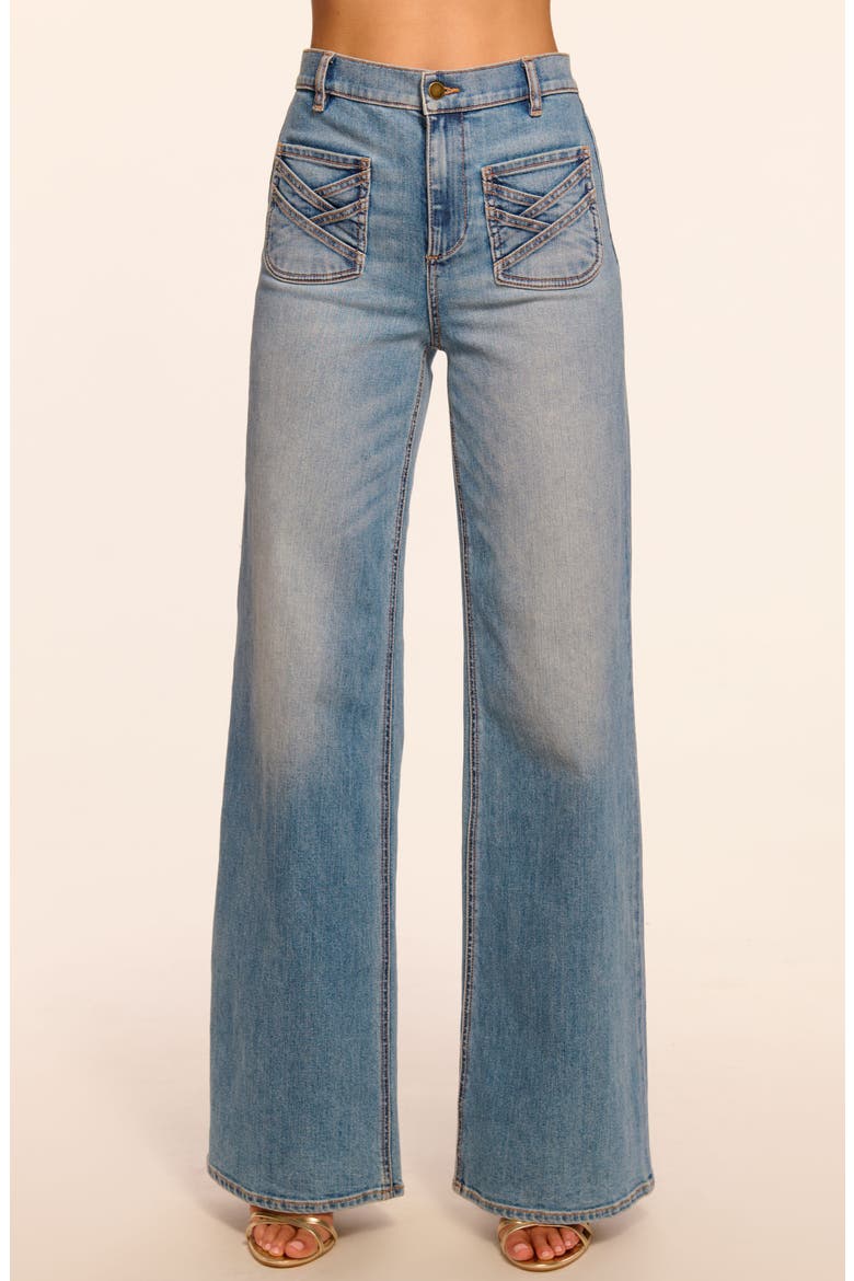 Heidi Patch Pocket High Waist Wide Leg Jeans, Alternate, color, LIGHT WASH