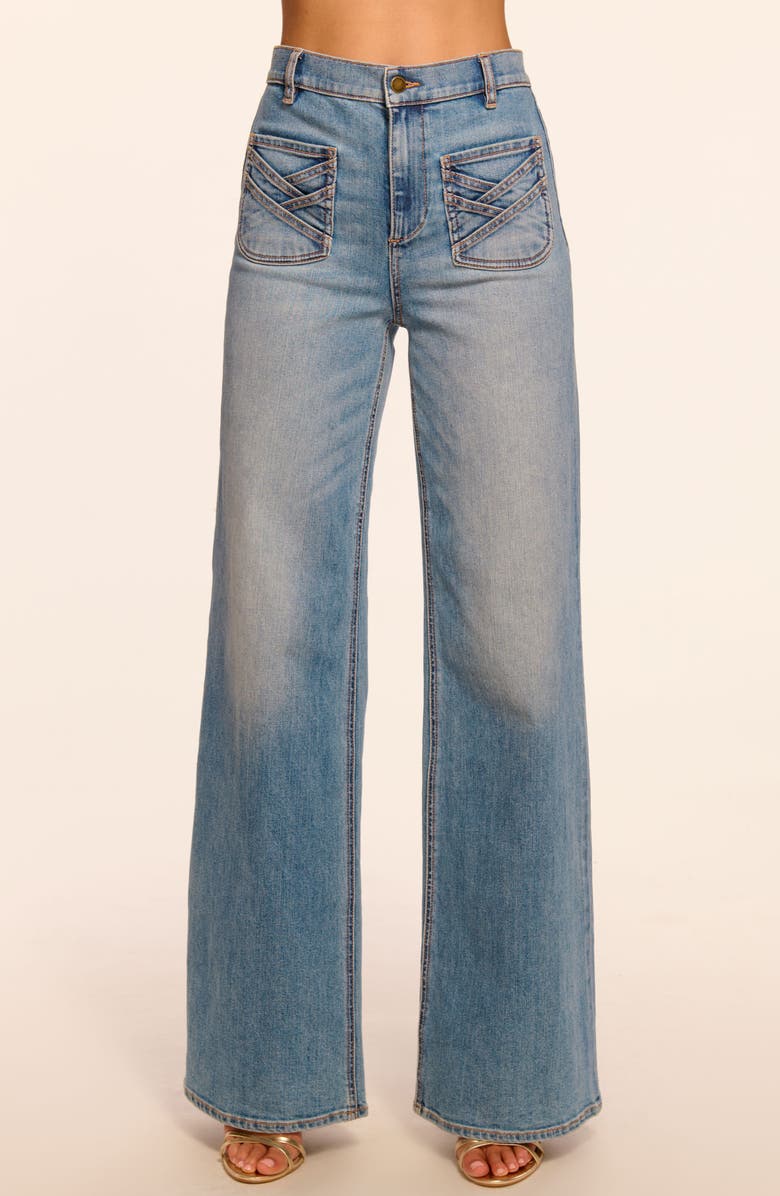Ramy Brook Heidi Patch Pocket High Waist Wide Leg Jeans, Alternate, color, Light Wash