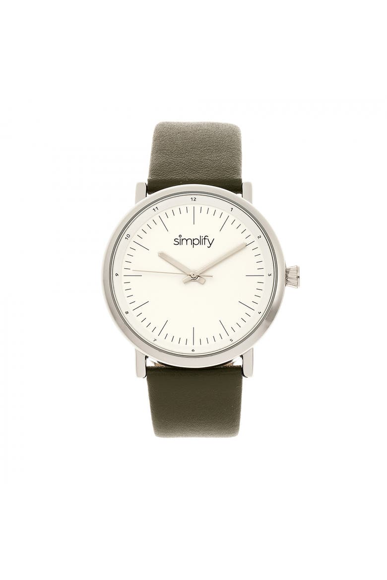 The 6200 Leather-Strap Watch, Main, color, White/Olive