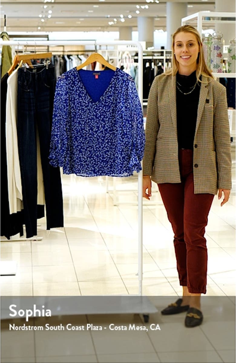 Print V-Neck Blouse, sales video thumbnail