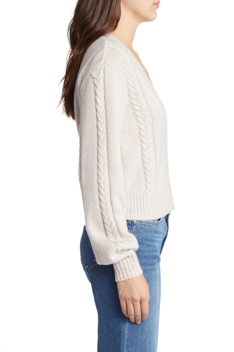 Sofie Cable Stitch Cardigan, Alternate, color, PASTEL PINK/ SILVER