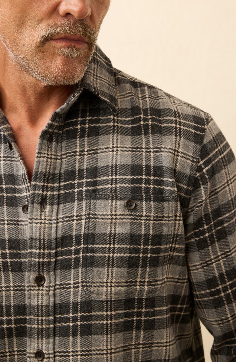 Faherty Plaid Super Brushed Stretch Flannel Button-Up Shirt, Alternate, color, Dark Cloud Plaid