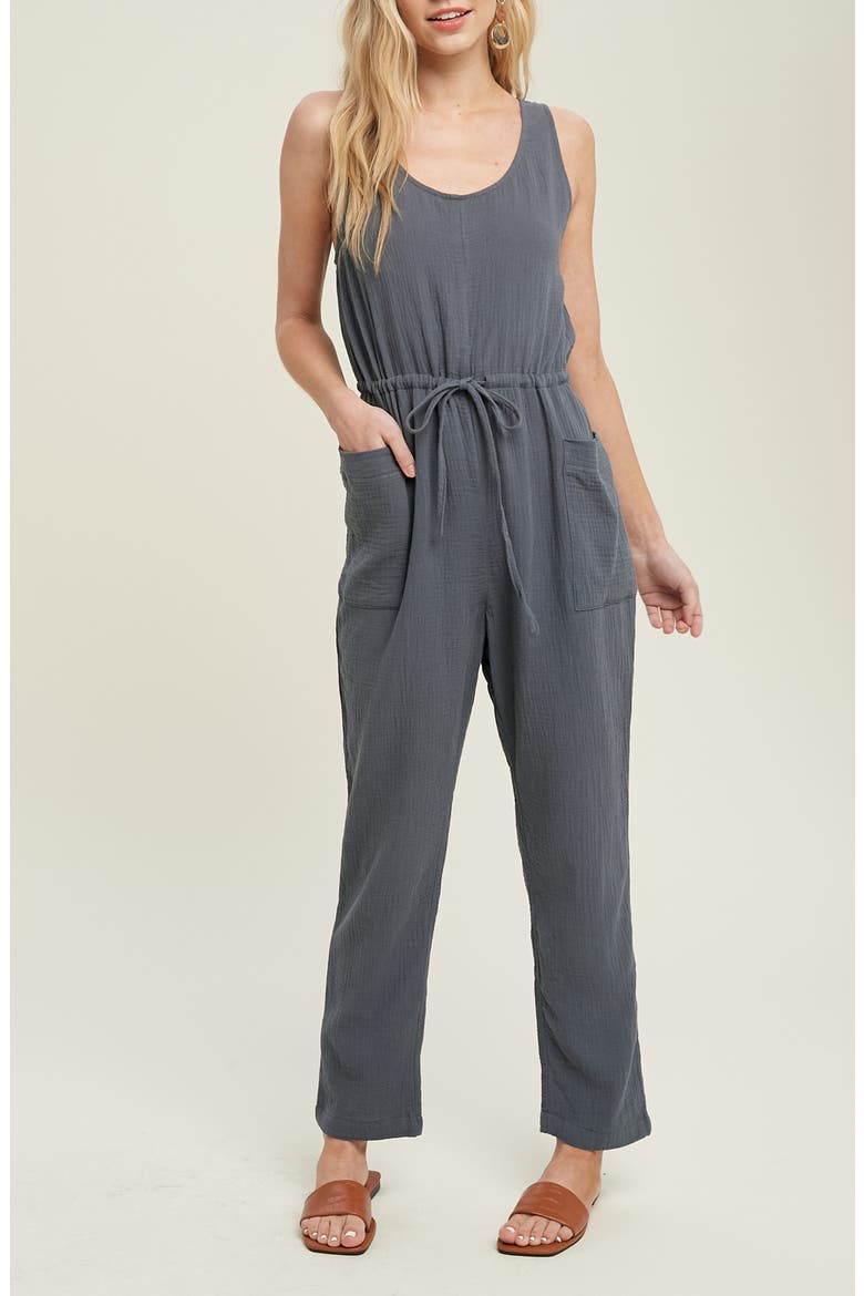Textured Jumpsuit, Main, color, NAVY