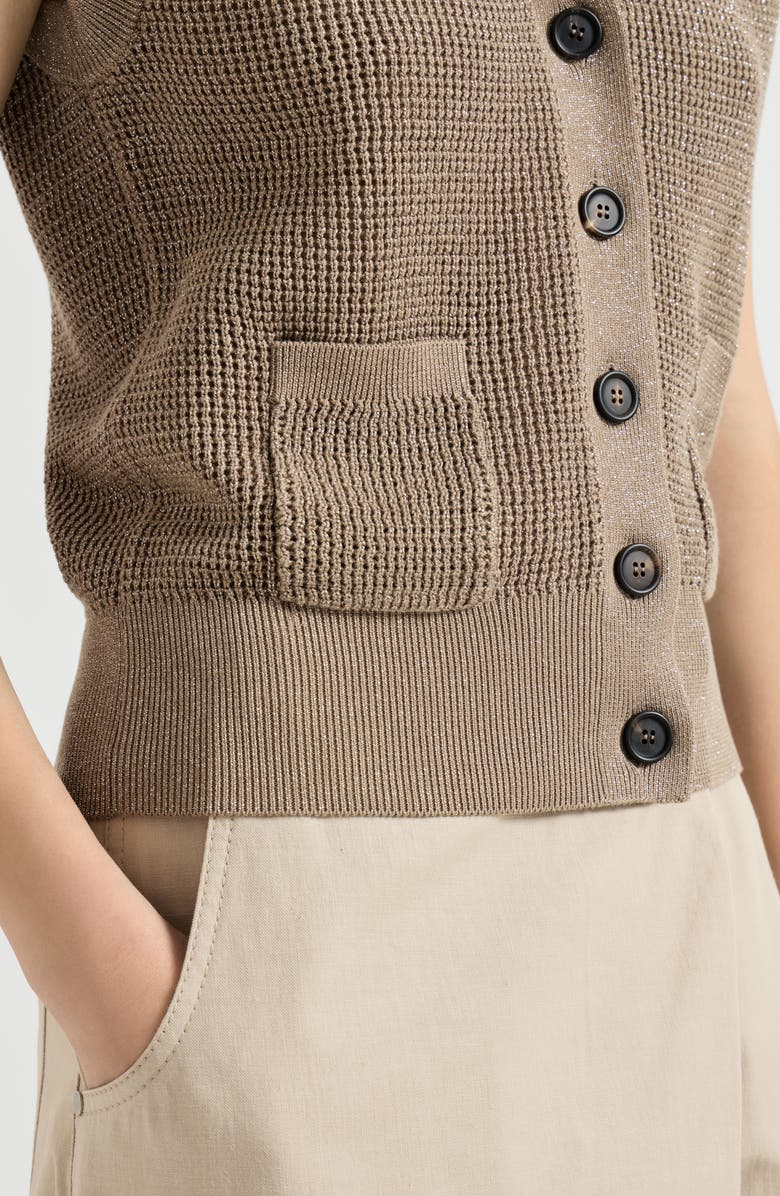 Brunello Cucinelli Sparkling cotton cardigan, Alternate, color, Walnut