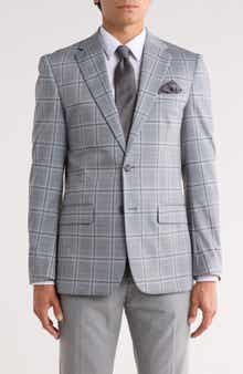 Duchamp Slim Fit Plaid Knit Sport Coat