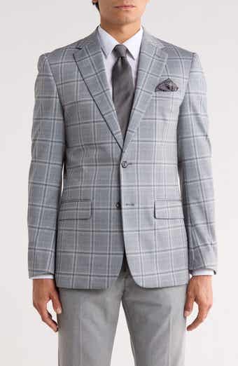 Slim Fit Plaid Knit Sport Coat