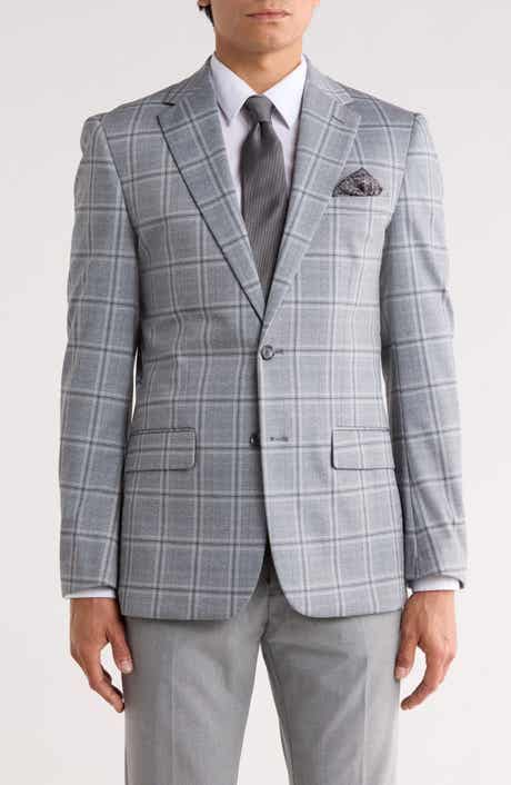 Duchamp Slim Fit Plaid Knit Sport Coat