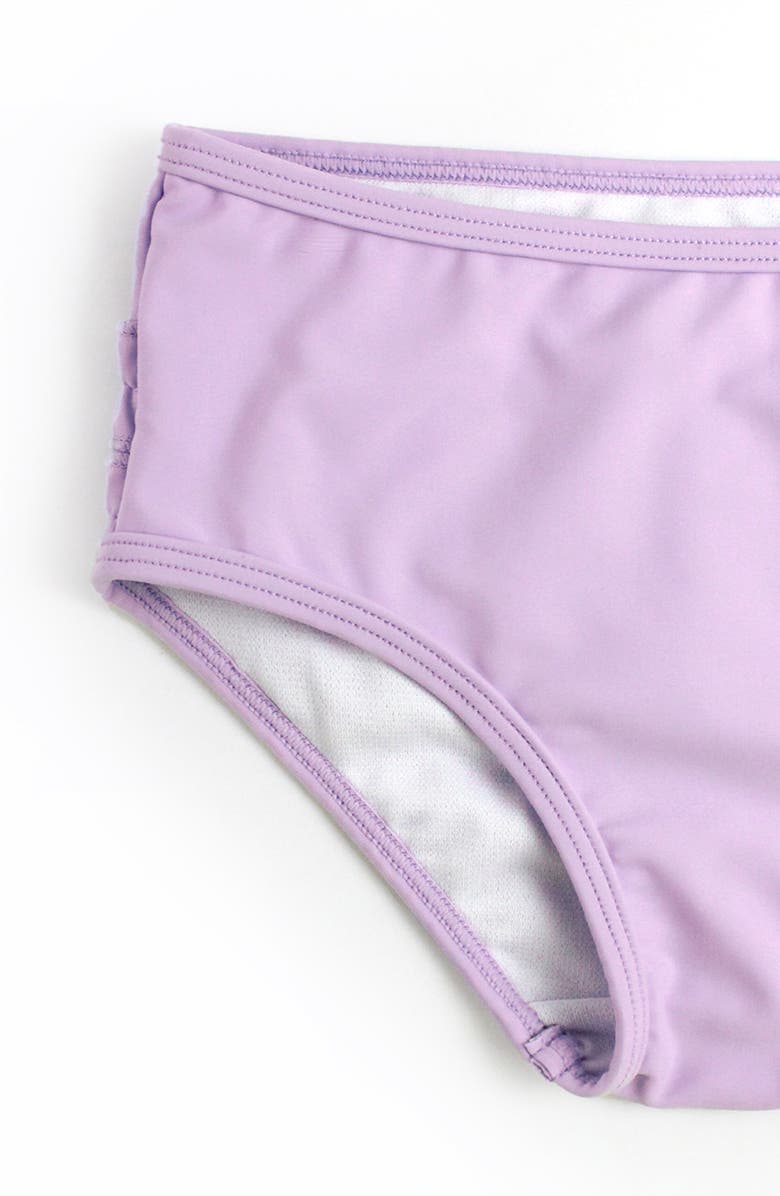 RuffleButts Kids' Fairytale Garden Long Sleeve Two-Piece Rashguard Swimsuit, Alternate, color, Blue