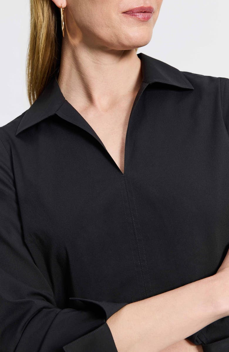 Foxcroft Agnes Split Cuff Popover Blouse, Alternate, color, Black