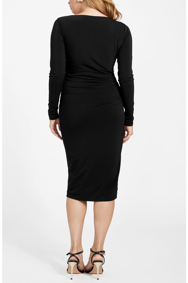 Carli Drape Long Sleeve Body-Con Dress, Alternate, color, BLACK-BLACK