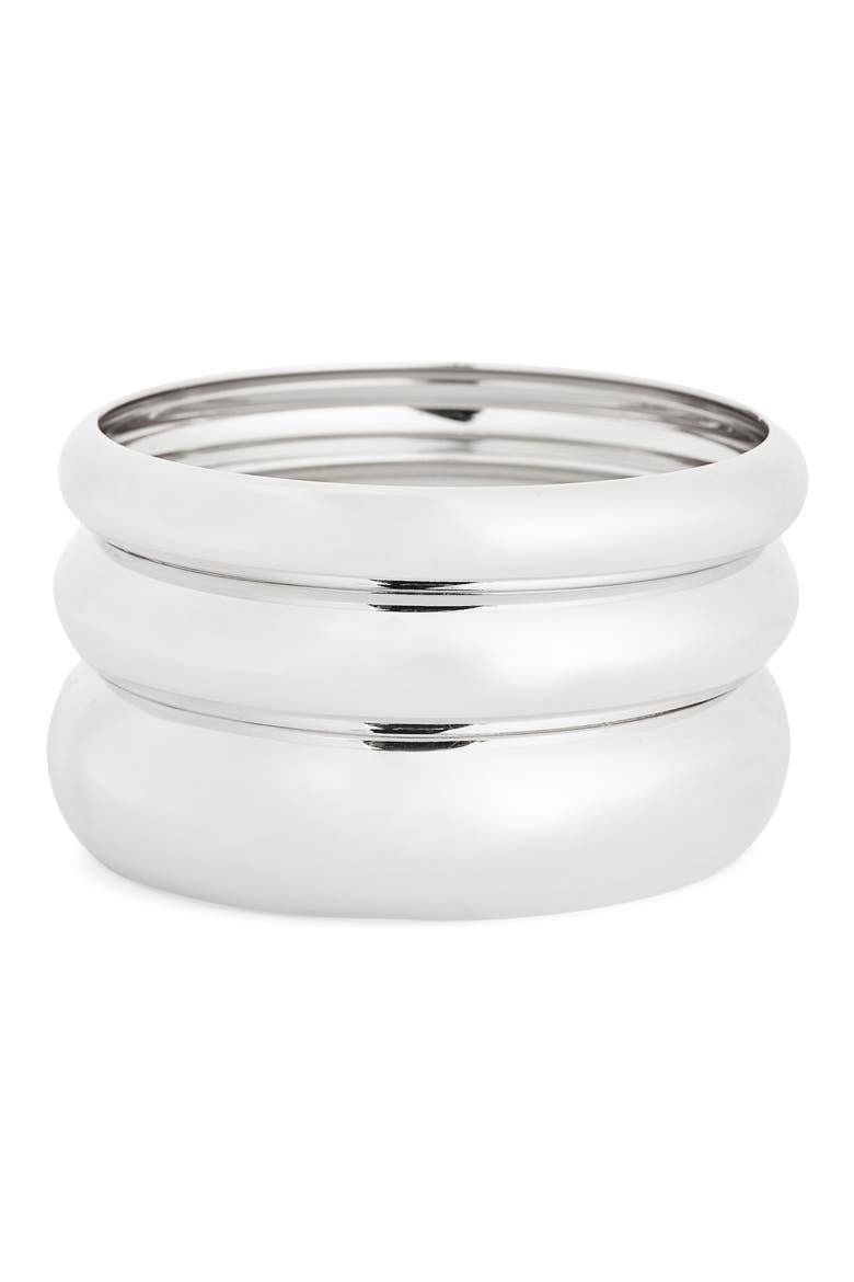 3-Pack Smooth Bangle Set, Main, color, SILVER