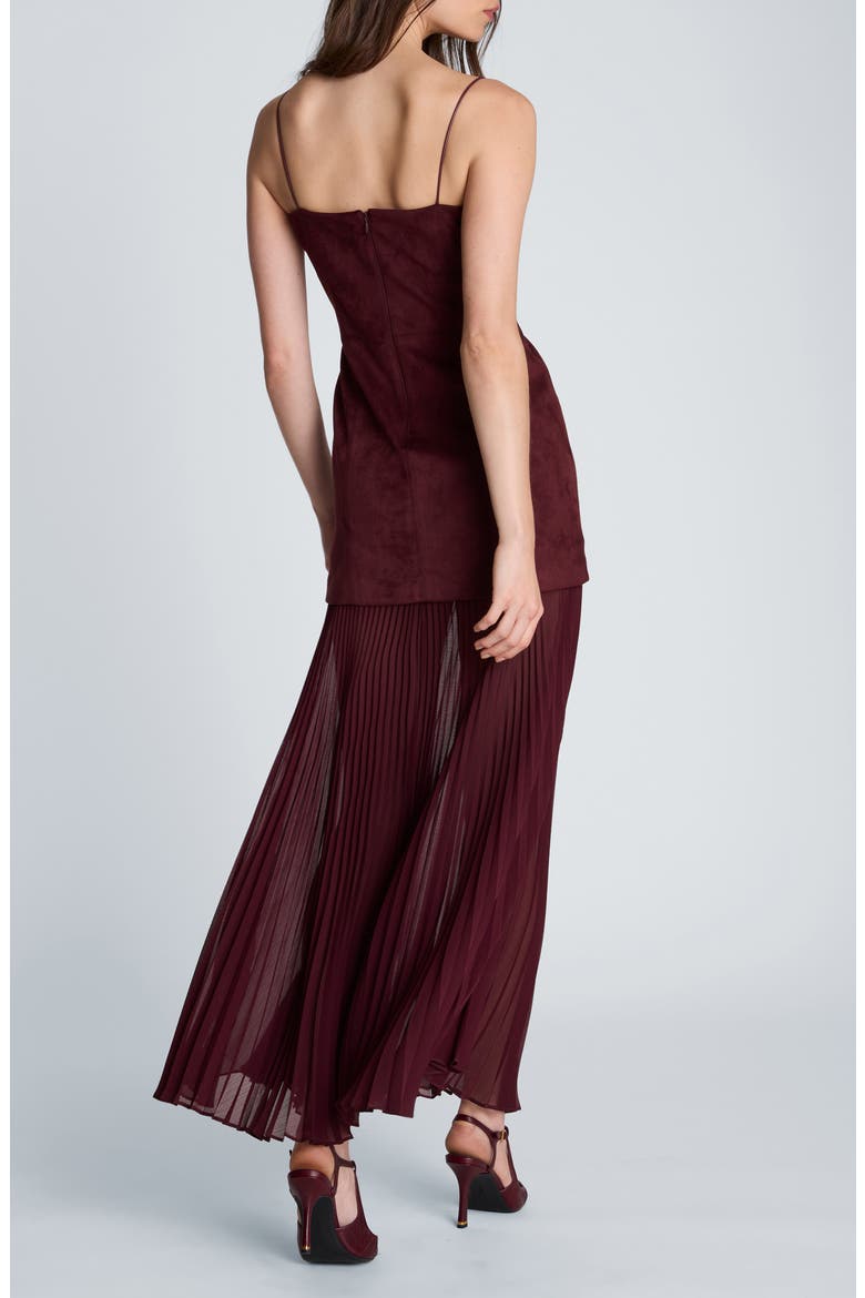 Pleated Faux Suede Midi Dress, Alternate, color, SUGAR BEET
