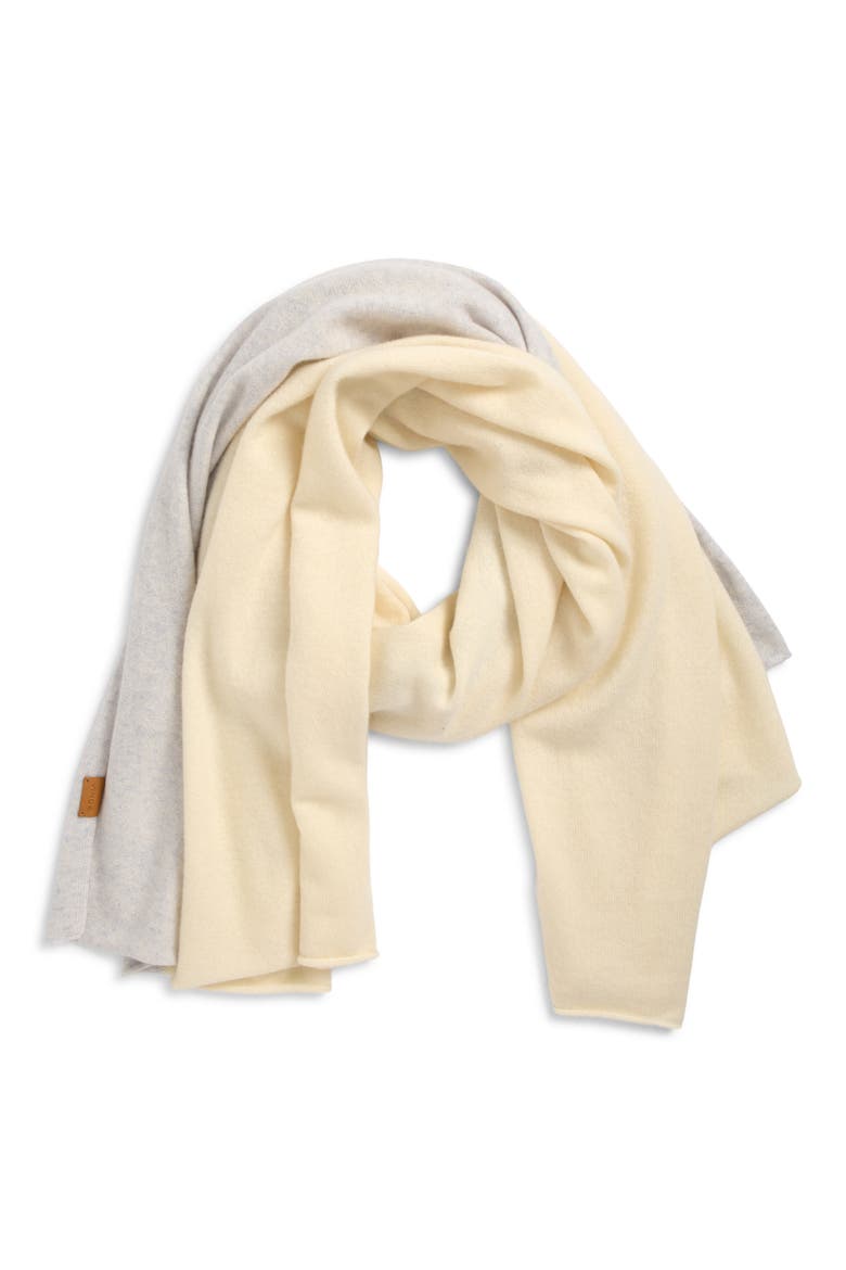 Boiled Cashmere Border Wrap Scarf, Main, color, IVORY