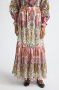 Etro Paisley Print Cotton Tiered Maxi Skirt