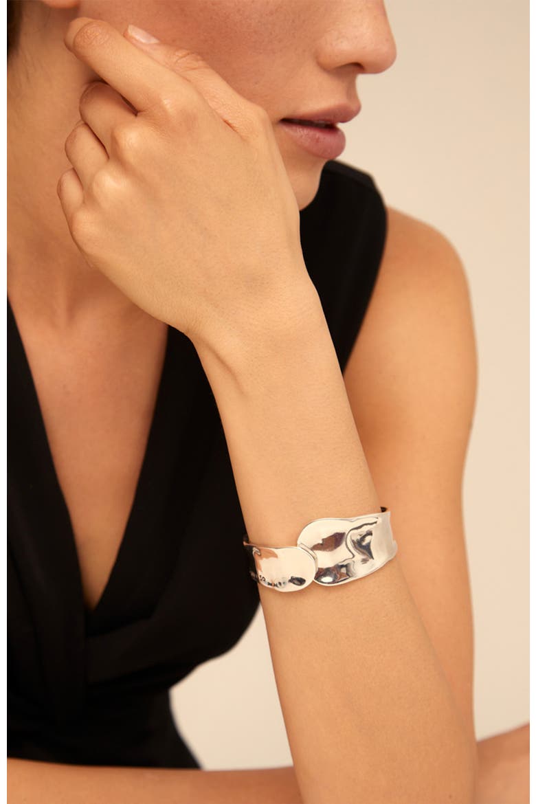 Wave Cuff, Alternate, color, Silver