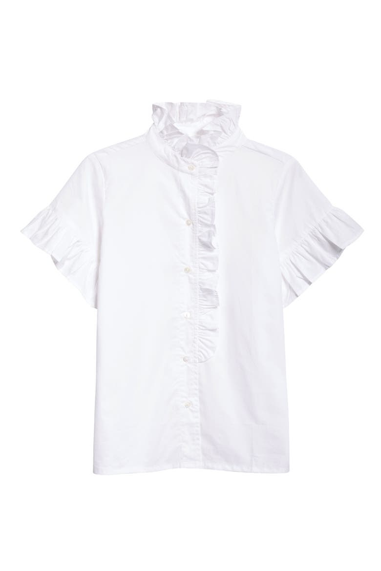 Vanessa Ruffle Detail Cotton Blouse, Alternate, color, WHITE