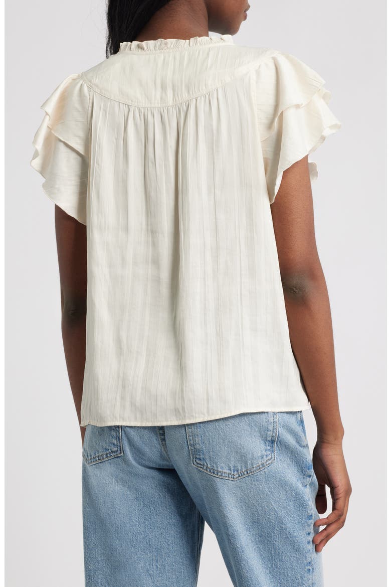 Calista Floral Flutter Sleeve Top, Alternate, color, IVORY