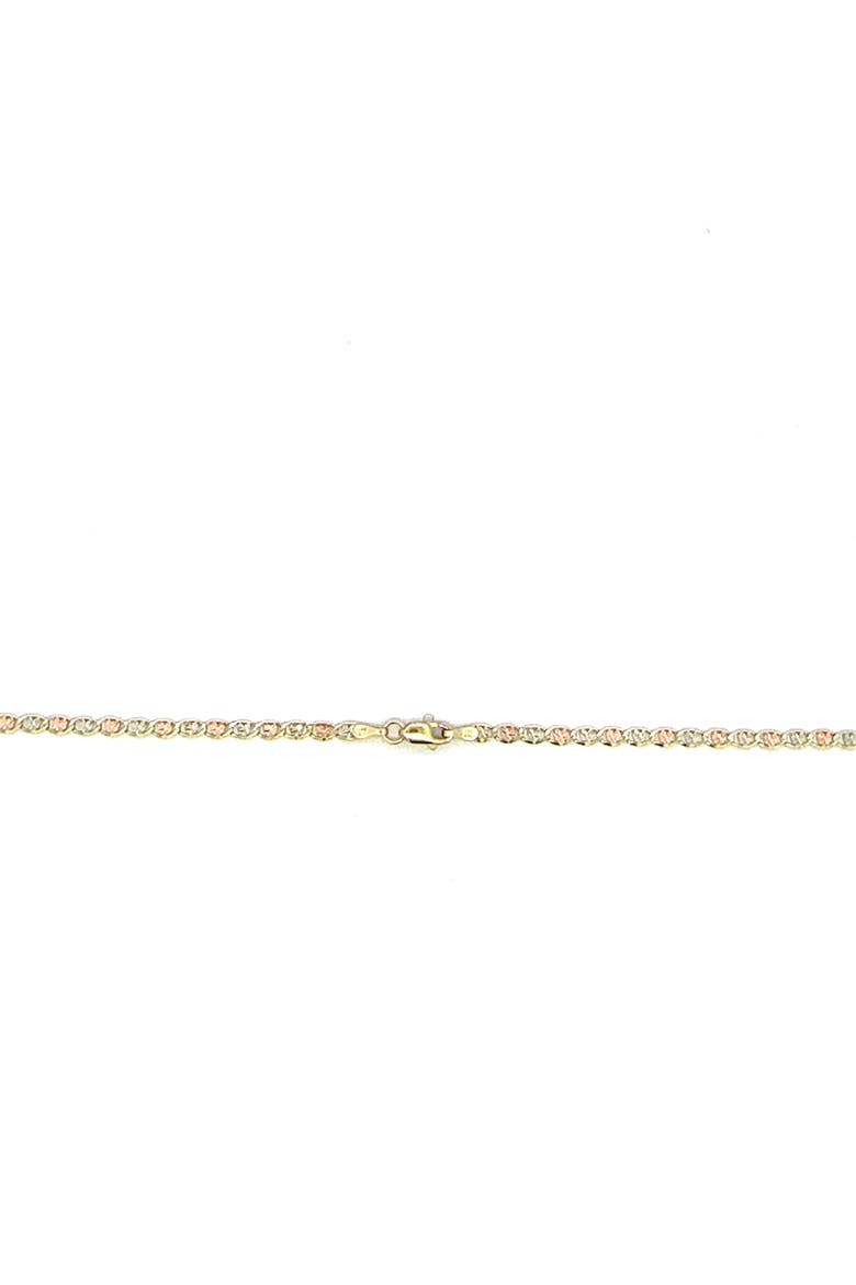 14K Tri Color Gold Valentino Heart Link Necklace, 20"  2.6mm, Alternate, color, YELLOW