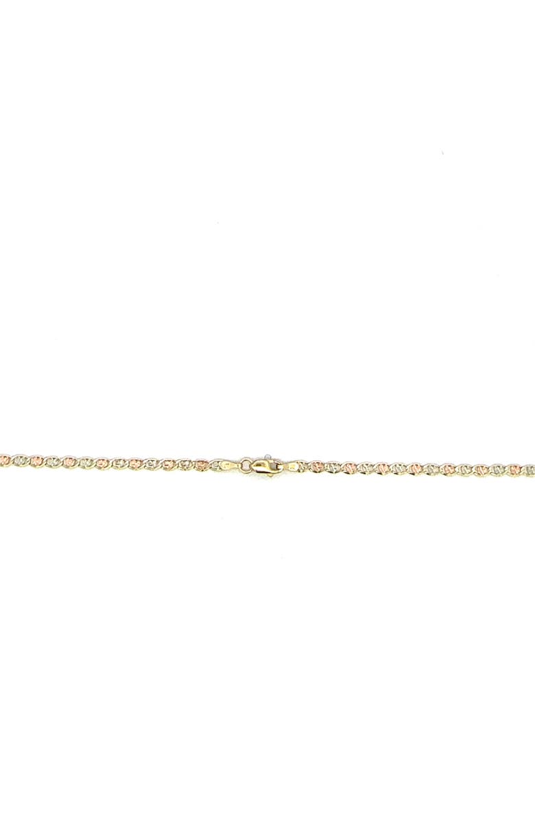 Ancona Jewelry 14K Tri Color Gold Valentino Heart Link Necklace, 20" 2.6mm, Alternate, color, Yellow