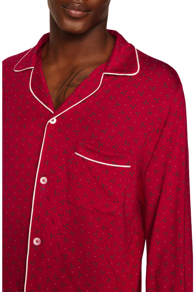 William Print Stretch Tencel® Modal Pajamas, Alternate, color, HOLLYBERRY HOLLY RED/ IVORY
