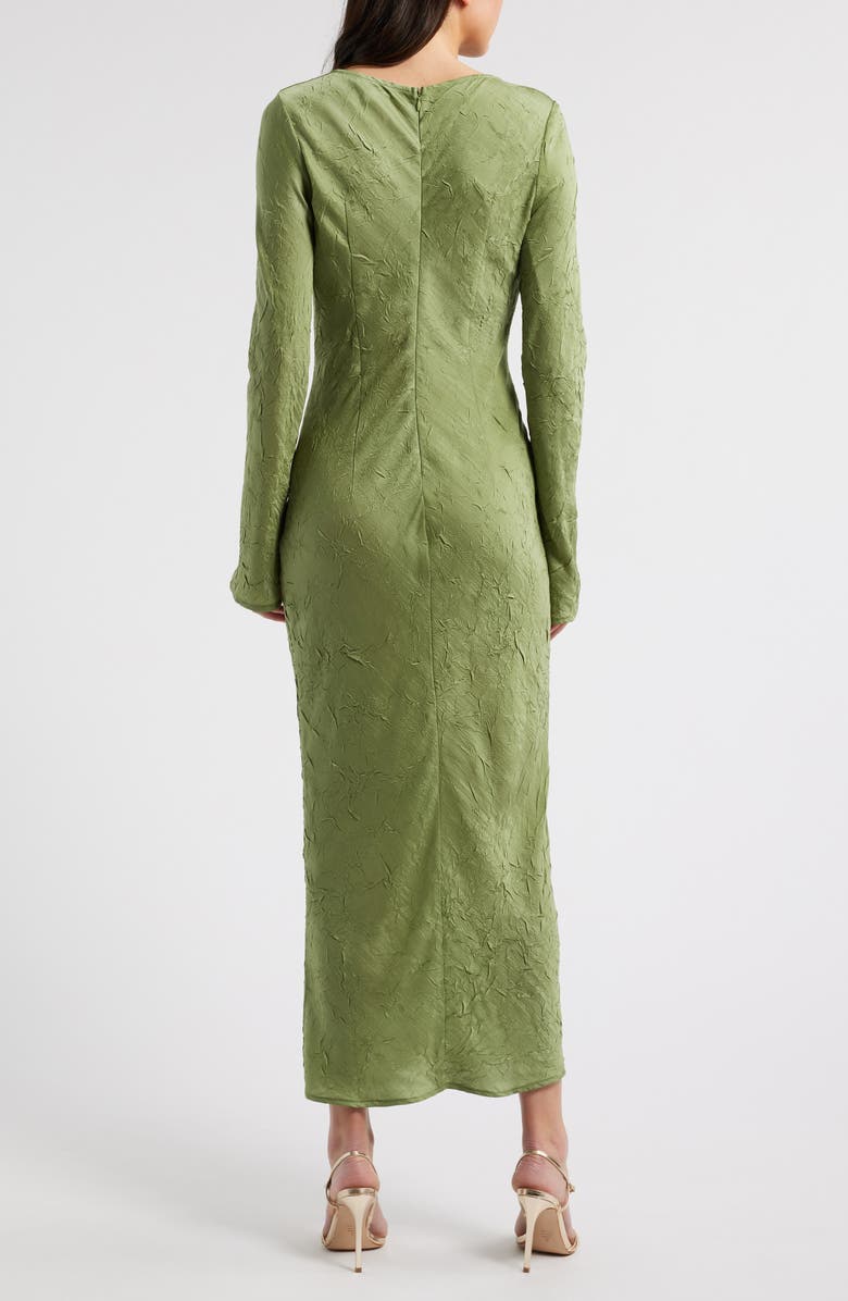 Rare London Crinkle Effect Long Sleeve Dress, Alternate, color, Olive