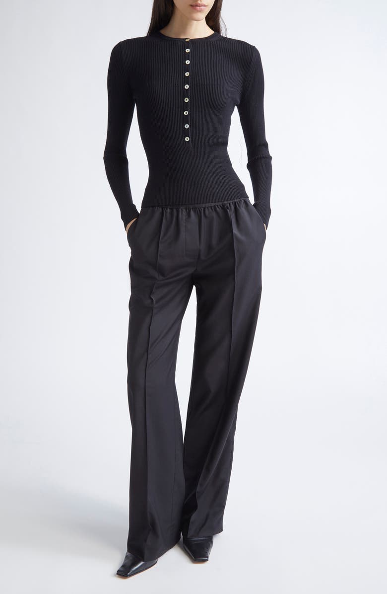 NACKIYÈ Insider Virgin Wool & Silk Rib Sweater, Alternate, color, Noir