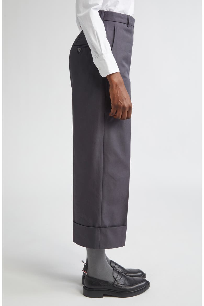 High Waist Straight Leg Cotton Canvas Crop Pants, Alternate, color, DARK GREY