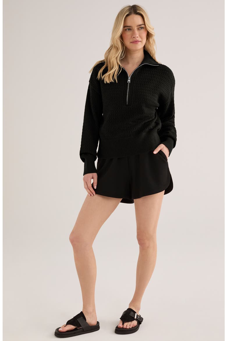 Darla Half Zip Sweater, Alternate, color, BLACK