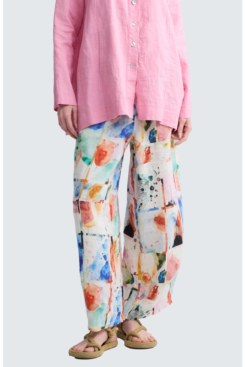 Ivara Painterly Print Linen Pants, Main, color, Multihued