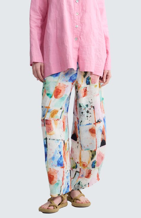Ivara Painterly Print Linen Pants