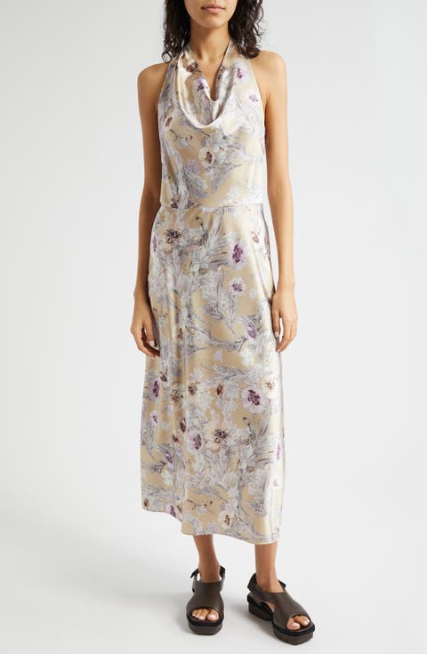 Wild Flower Cowl Neck A-Line Dress