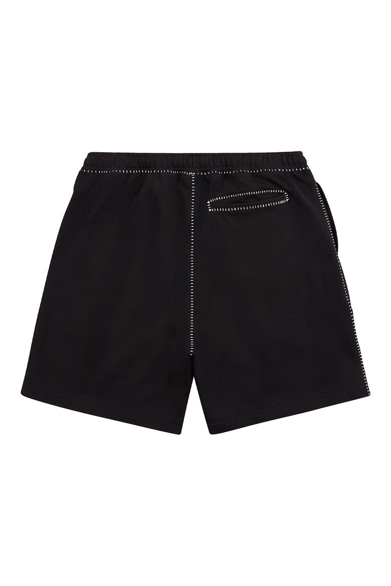 Whipstitch Cotton Terry Shorts, Alternate, color, BLACK