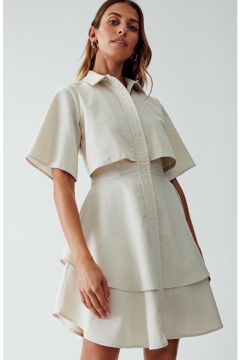 Hugh Layered Dress, Alternate, color, Neutral