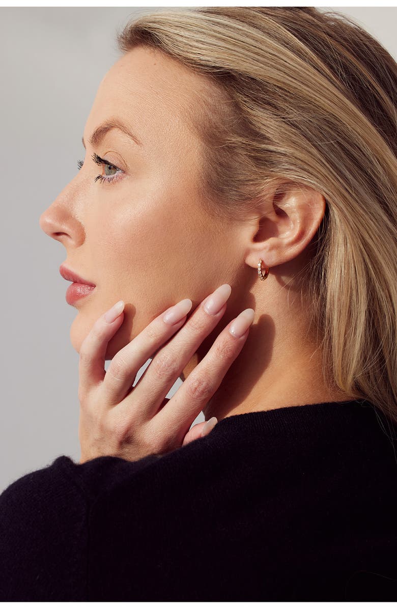 Nordstrom Crystal Huggie Hoop Earrings, Alternate, color, Clear- Silver