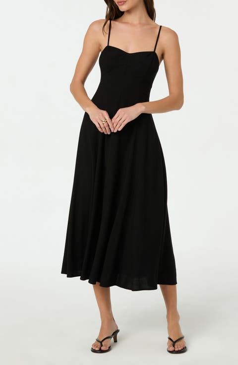 Linen Blend Midi Dress