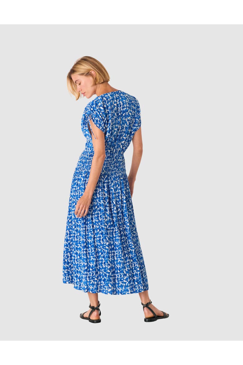 Brushed Stroke Short Sleeve  Midi Dress, Alternate, color, Blue/Multi