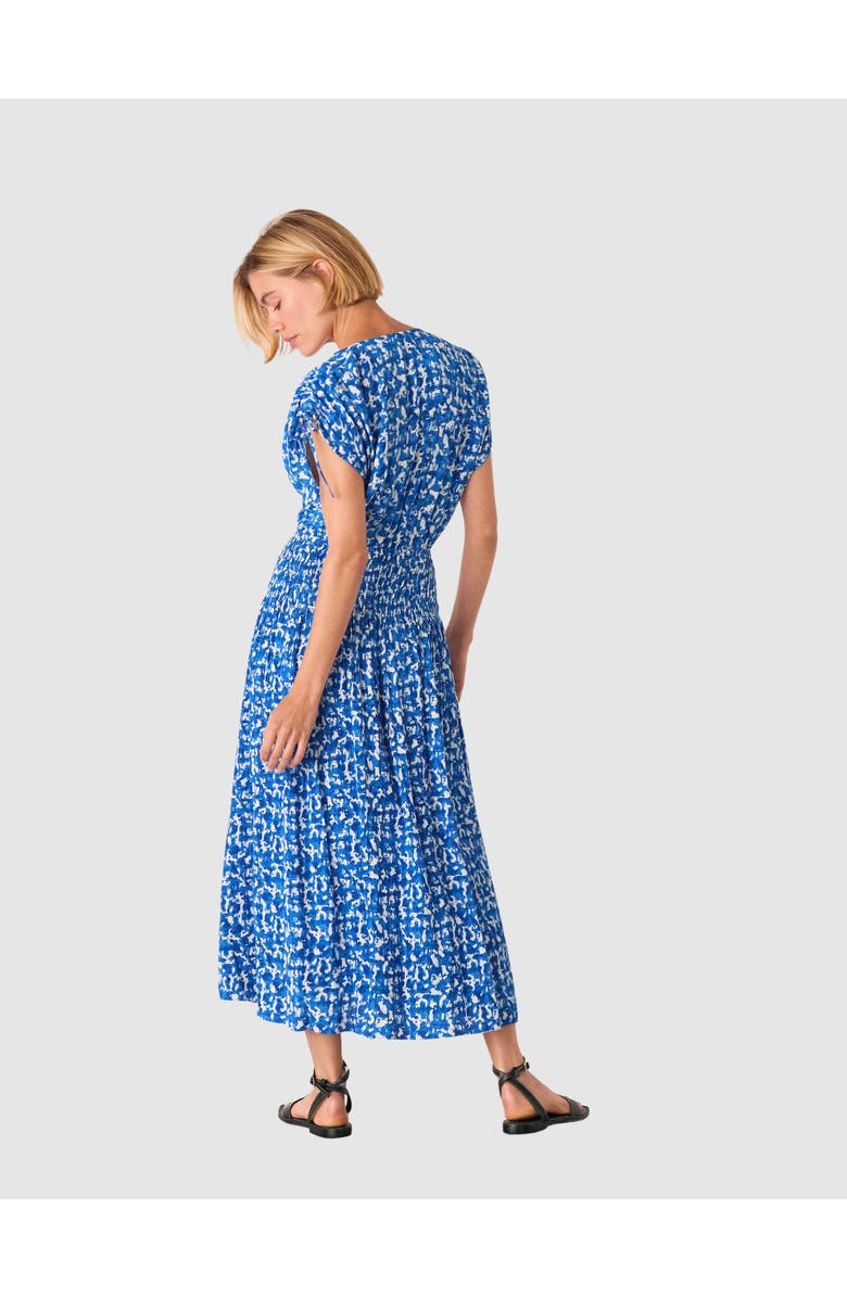 Whistles Brushed Stroke Short Sleeve Midi Dress, Alternate, color, Blue/Multi