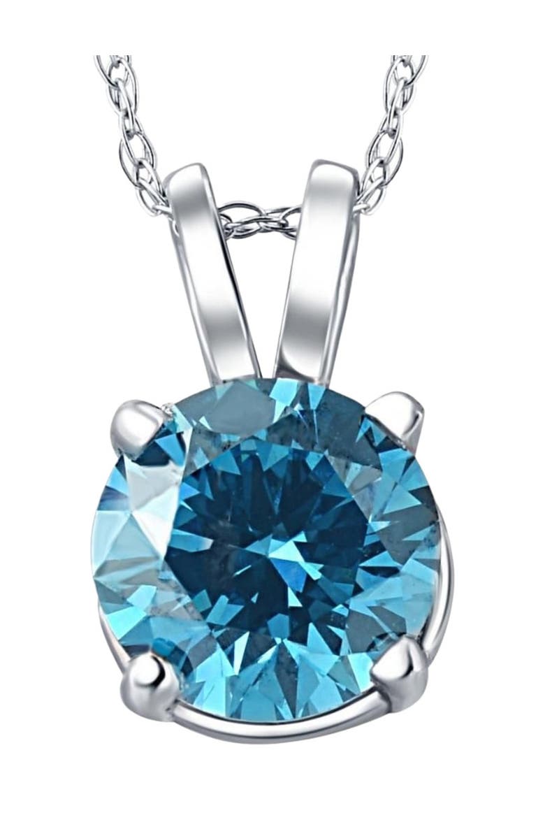 Bliss Diamond 2ct Blue Diamond Solitaire 14K Gold Pendant Lab Grown, Main, color, 14K White Gold
