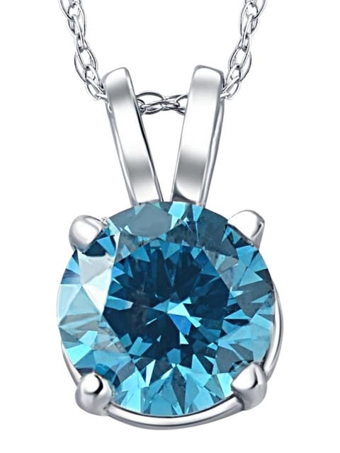 2ct Blue Diamond Solitaire 14K Gold Pendant Lab Grown
