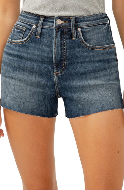 Silver Jeans Co. Beau Raw Hem High Waist Denim Shorts In Indigo