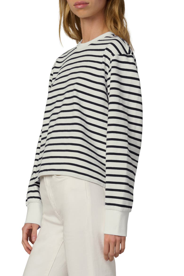 Stripe Long Sleeve Cotton T-Shirt, Alternate, color, MILK/ NAVY STRIPE