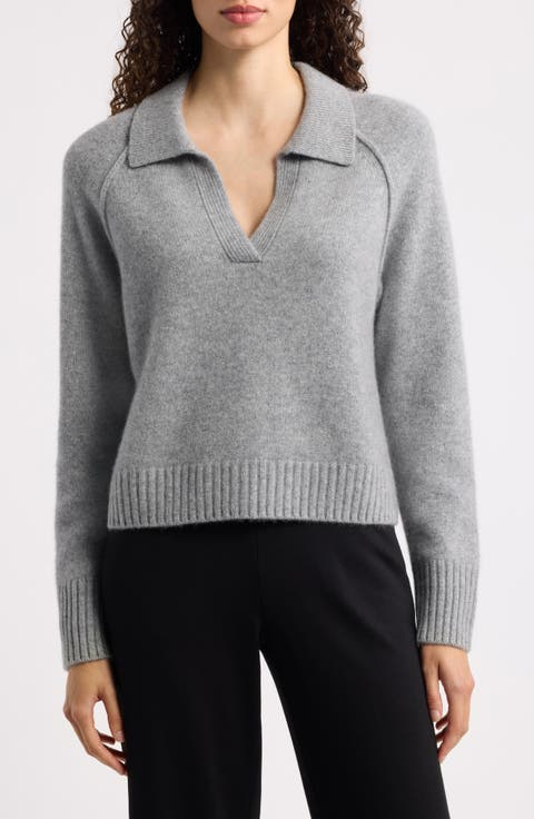 Cashmere Johnny Collar Sweater