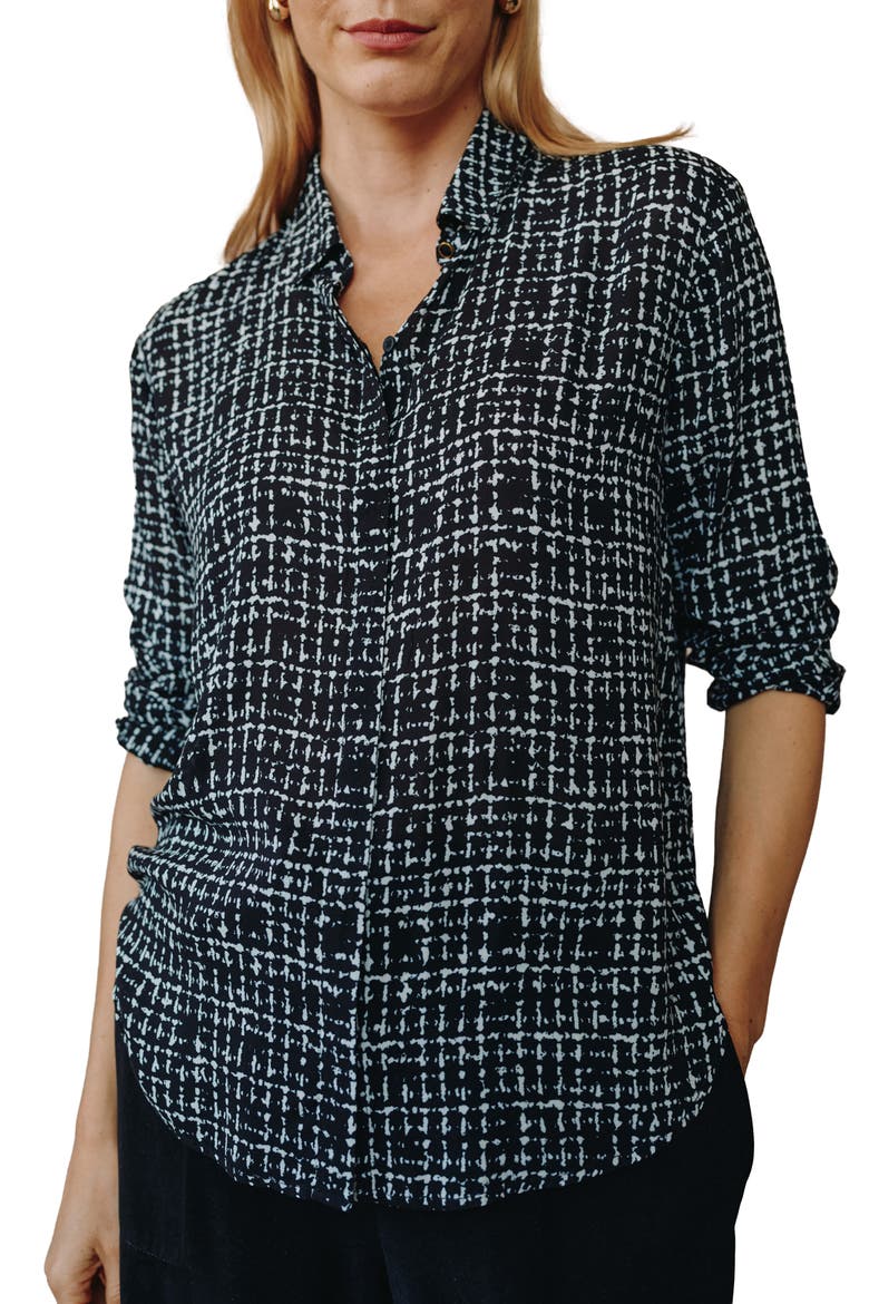 Grid Print Woven Button-Up Shirt, Main, color, GRID PRINT